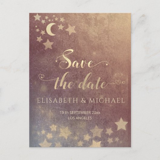 Celestial romantic moon and sterren calligraphy an aankondigingskaart (Voorkant)