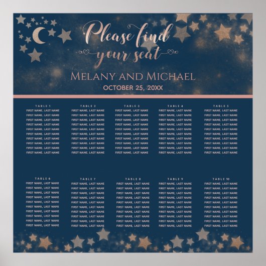 Celestial romantic moon and sterren calligraphy poster (Voorkant)