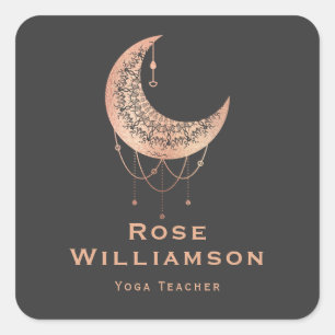 Celestial Roos gouden halve maan zaken Vierkante Sticker