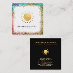 *~* Celestial Sacred Geometry Chakra Gold Glitter Vierkante Visitekaartje