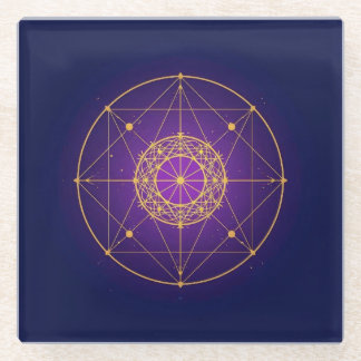 Celestial Sacred Mandala – Mystic Geometry Glazen Onderzetter