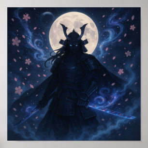 Celestial Samurai Poster Dark Fantasy Anime Wall