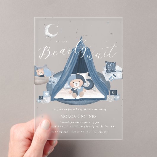 Celestial Schattige Barly Wait Baby shower Acryl Uitnodigingen (Insitu (Draagbaar))