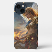 Celestial Sentinel – Engel van de Dageraad en Godd iPhone Hoesje (Achterkant)