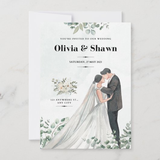 Celestial Serenity bruiloft uitnodiging (Voorkant)