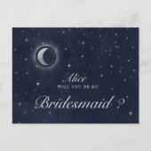 Celestial Silver Crescent Moon uitnodiging (Voorkant)