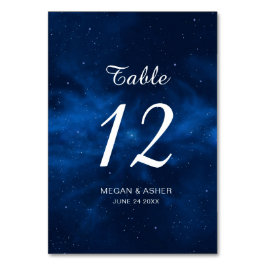 Celestial Silver Universe Wedding Table Number Kaart