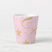 Celestial Sips – Roze & Gouden Ster Koffiebeker Latte Mok (Voorkant)