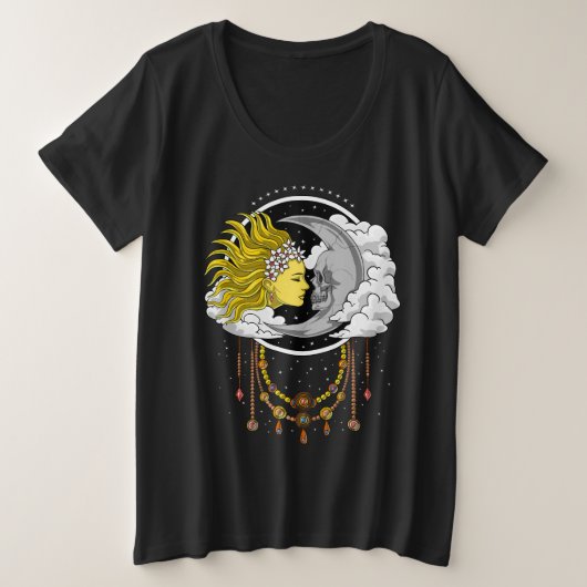 Celestial Skull Moon Grote Maat T-shirt (Design voorkant)