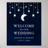 Celestial Sky Moon Stars Lights Weddenschap Welkom Poster (Voorkant)
