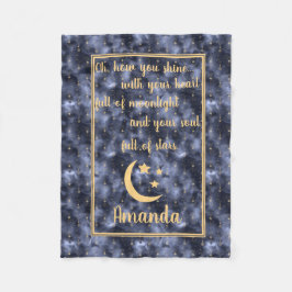 Celestial Sky Moon Stars Navy Fleece Deken