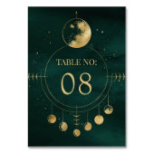 Celestial Smaragd Gouden Maan Fasen Bruiloft Kaart (Voorkant)