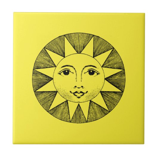 Celestial Smiling Sun Illustration Tegeltje (Voorkant)