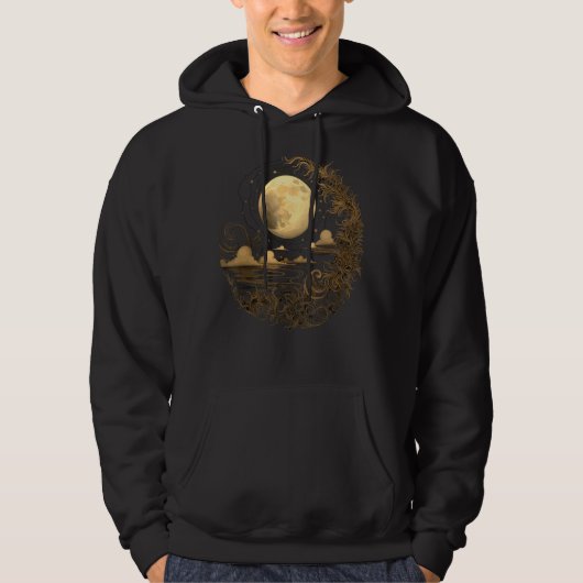 Celestial Space Sun Moon Boho Luna Solar Astronomy Hoodie (Voorkant)