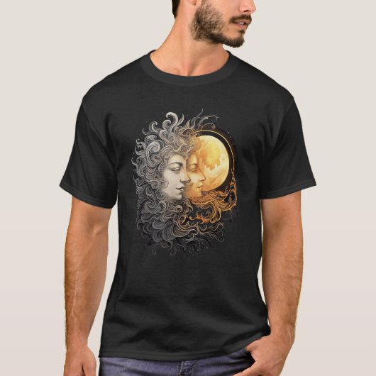 Celestial Space Sun Moon Boho Luna Solar Astronomy T-shirt (Voorkant)