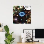 Celestial Spiral Galaxy Nebula Cluster Stars Spark Poster (Thuiskantoor)