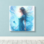 Celestial Spirit in Swirling Cosmos Canvas Afdruk (Insitu (Houten vloer))