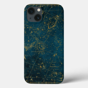 Celestial star map constellation blue gold Melkweg iPhone 13 Hoesje