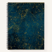 Celestial star map constellation blue gold Melkweg Notitieboek (Voorkant)