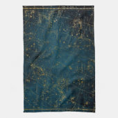 Celestial star map constellation blue gold Melkweg Theedoek (Verticaal)