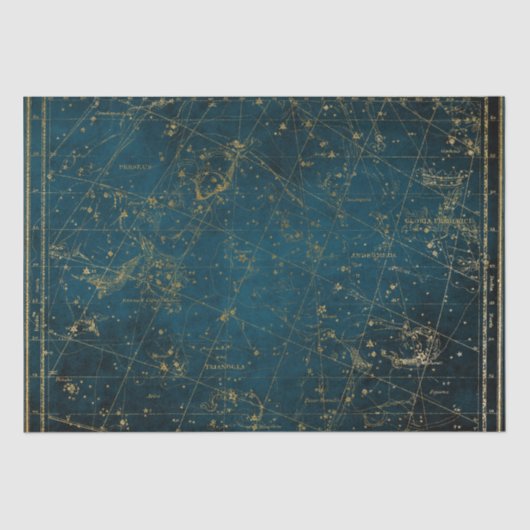 Celestial star map constellation blue gold Melkweg Tissuepapier (Voorkant)