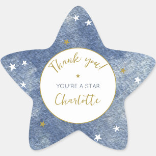 Celestial Star Waterverf Gepersonaliseerd Dank U Ster Sticker