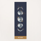 Celestial Starry Moon Phase Navy Blue Yogamat (Voorkant)