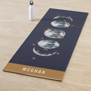 Celestial Starry Moon Phase Navy Blue Yogamat