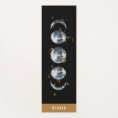 Celestial Starry Moon Phase | Zwart Yogamat (Voorkant)