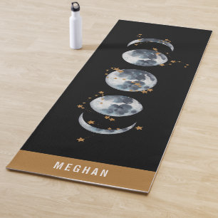 Celestial Starry Moon Phase Zwart Yogamat