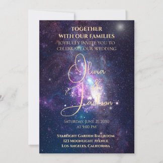 Celestial Starry Night Wedding Invitation Kaart