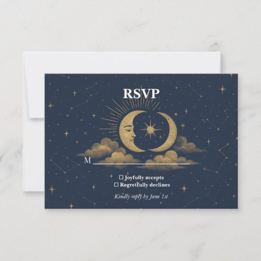 Celestial Starry Night Wedding RSVP Card (Devant)