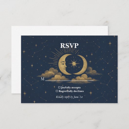 Celestial Starry Night Wedding RSVP Card (Devant / Derrière)