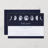 Celestial Starry Sky Moon Phases Wedding RSVP (Voorkant / Achterkant)