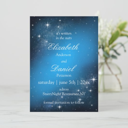 Celestial StarryNight Save the Date Wedding Invite (Staand voorkant)