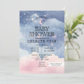 Celestial Stars Baby shower Invitation Kaart (Staand voorkant)