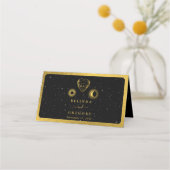 Celestial Stars Crescent Moon Zwart Goud Bruiloft (Achterkant)