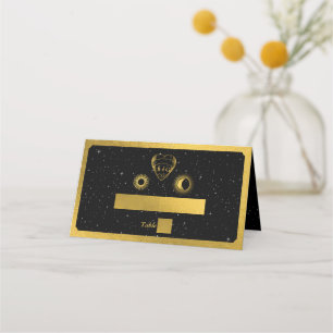 Celestial Stars Crescent Moon Zwart Goud Bruiloft