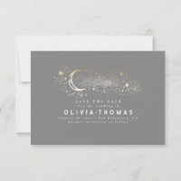 Celestial Stars Moon Dusty Blue Save the Date