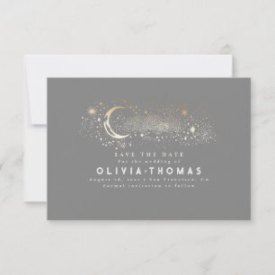 Celestial Stars Moon Dusty Blue Save the Date