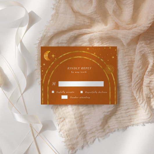  Celestial Stars Moon RSVP Response Kaart