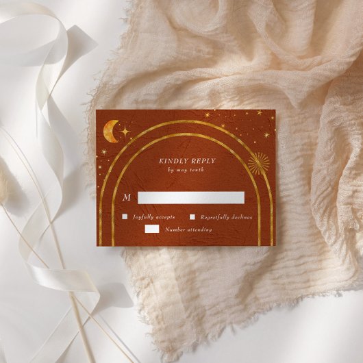 Celestial Stars Moon RSVP Response Kaart