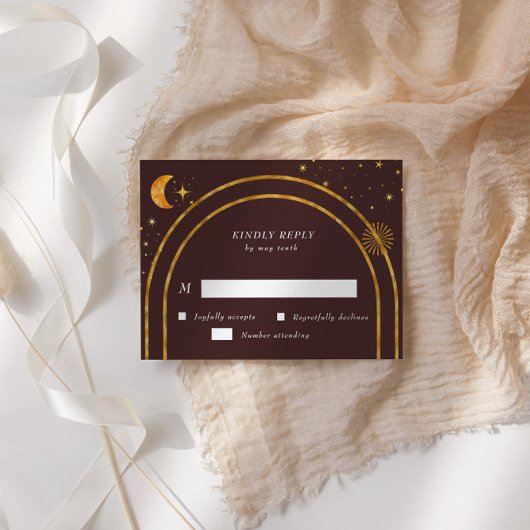  Celestial Stars Moon RSVP Response Kaart