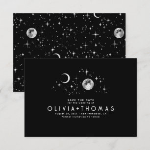 Celestial Sterrennacht Moon Black Save the Date