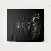 Celestial Sterrennacht Moon Black Wedding Achtergr Wandkleed (Voorkant (horizontaal))