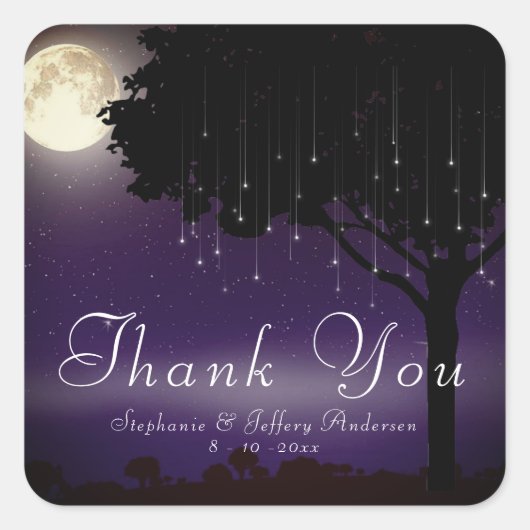 Celestial Sterrennacht String Lights Hartelijk dan Vierkante Sticker (Voorkant)