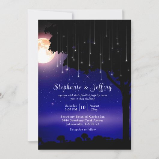 Celestial Sterrennacht String Lights Wedding Kaart (Voorkant)