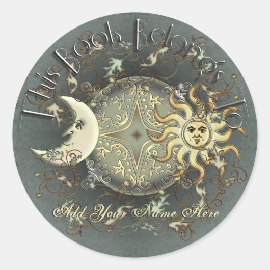 Celestial Sun and Moon Bookplate Stickers (Voorkant)