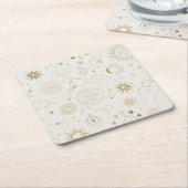 Celestial Sun and Moon Mystical Elements Vierkante Kartonnen Onderzetter (Schuin)