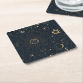 Celestial Sun and Moon Mystical Elements Vierkante Kartonnen Onderzetter (Schuin)